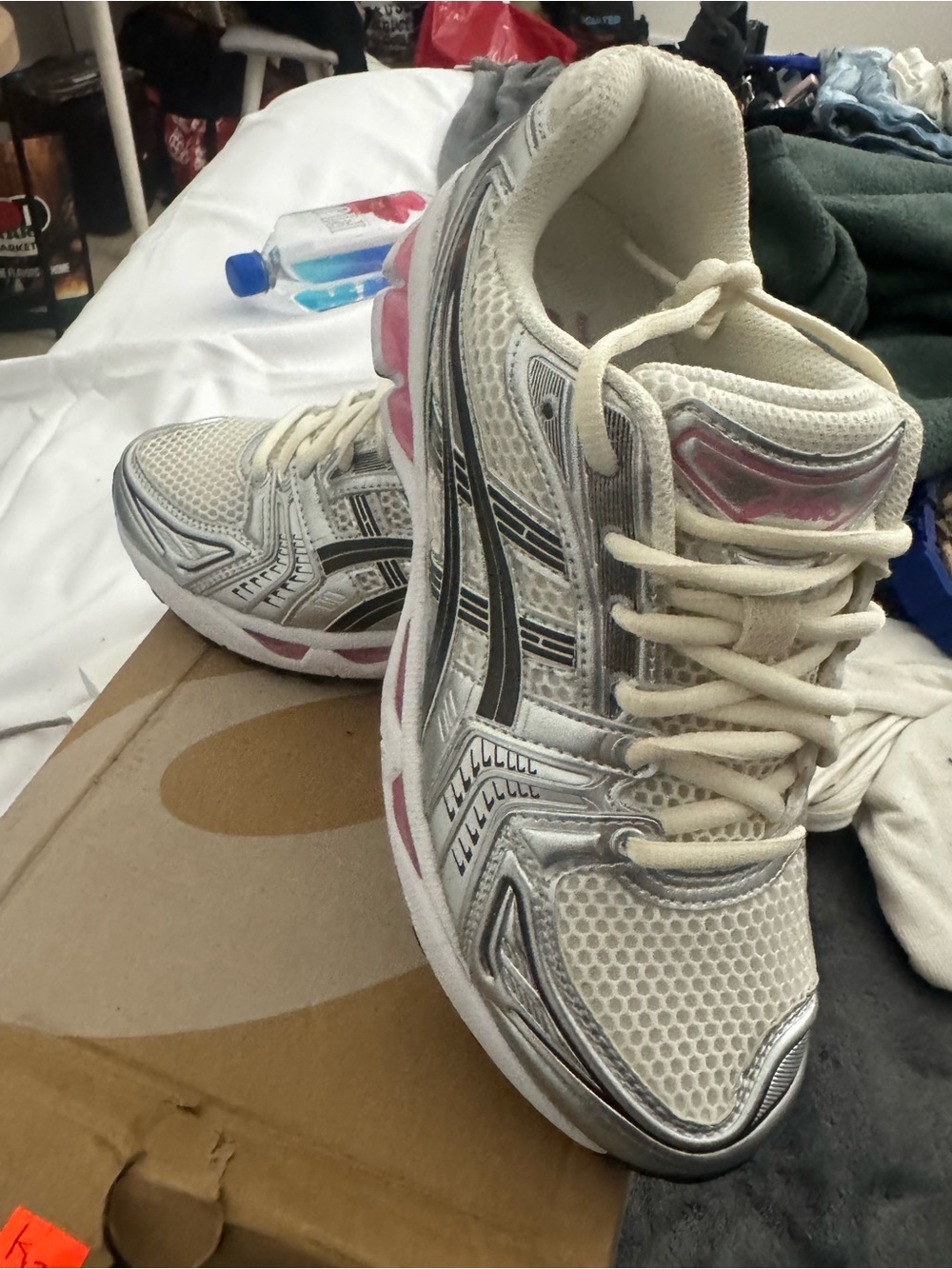 Asics Women's White and Pink Athletic Running Shoes